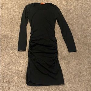 Black ruched sweater dress